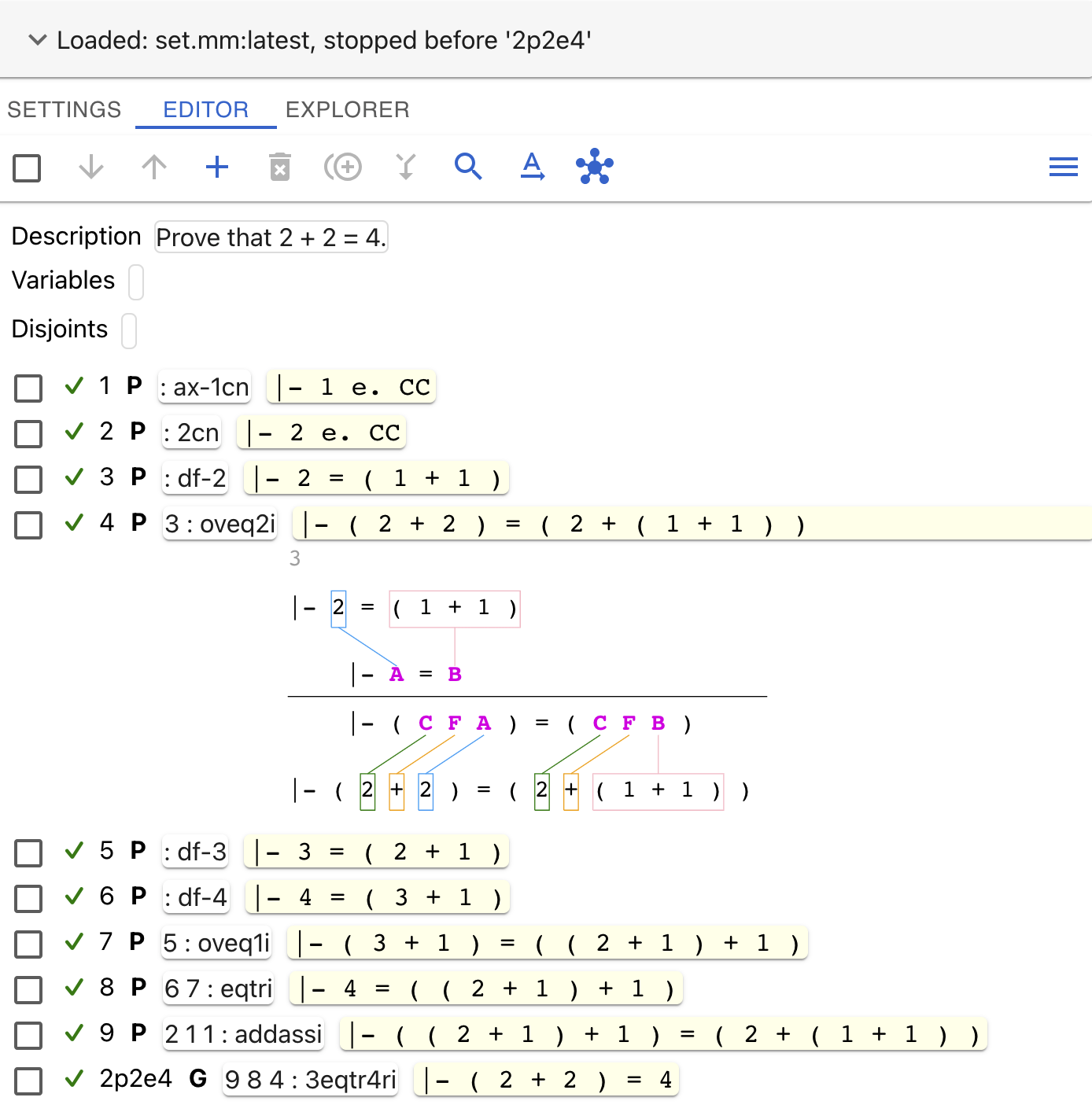 Visualization of (2+2)=(2+(1+1))